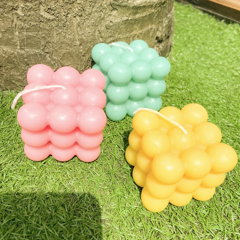 wedding decor luxury colored handmade bubble custom soy wax candle cube