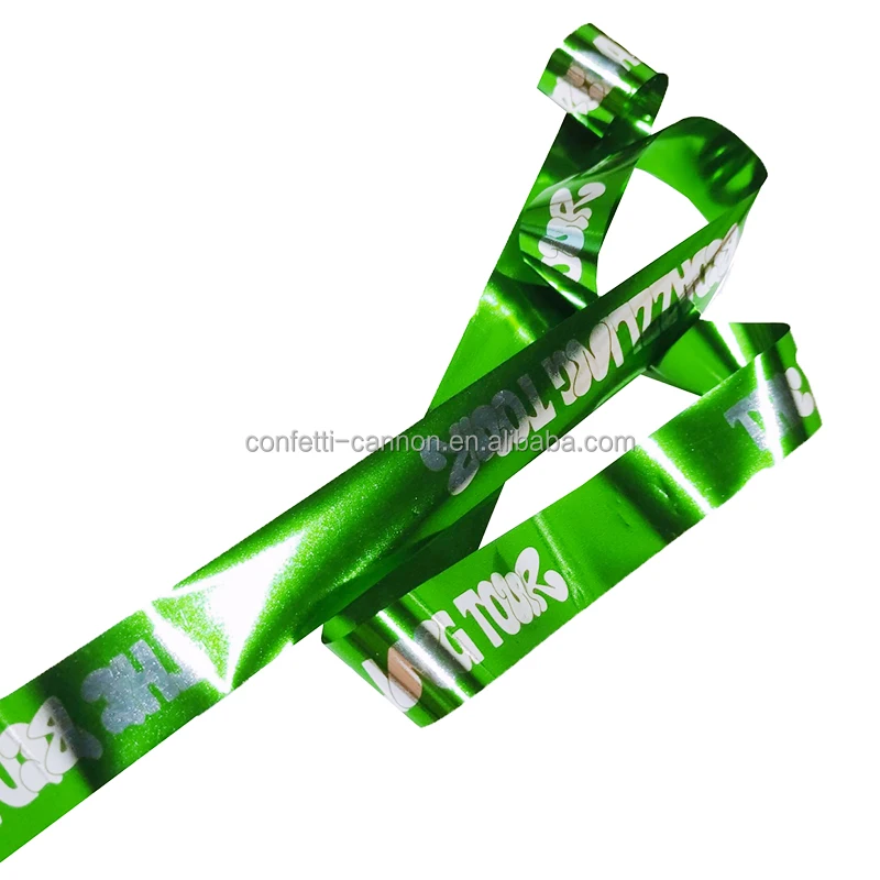 Green metallic streamer custom for concert mylar streamer 3cm*10m print worlds on confetti