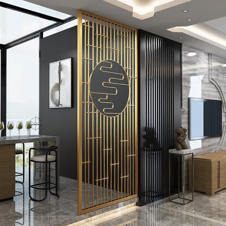 modern room partition stainless steel pipe screens wall divider design decorative metal divider panel