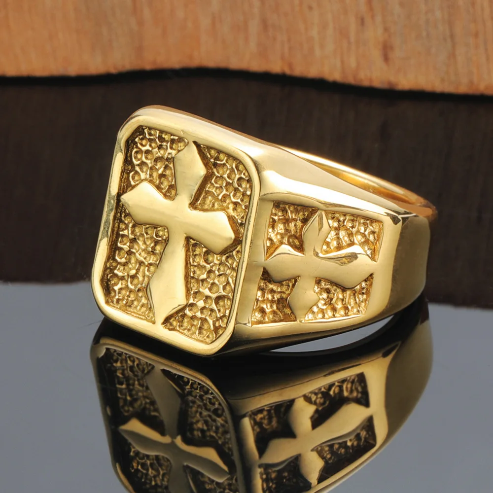 MECYLIFE Jesus Ring Signet Ring Bishop Mary John Crucifixion Catholic Christ Religious Chi Rho Deacon Priest Cross Rings