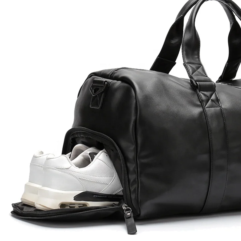 SG6017 Customized Logo Leather Sport Travel Bag Carry On Shoulder Duffle Bag with Shoe Compartment