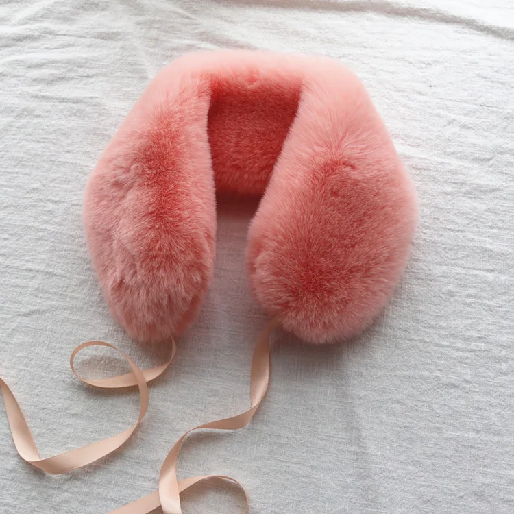 Fur Collar For Women Girl Winter Natural Fur Scarf Shawl soft Hair Collar Scarf with Lace Short Scarves For Jacket Collar