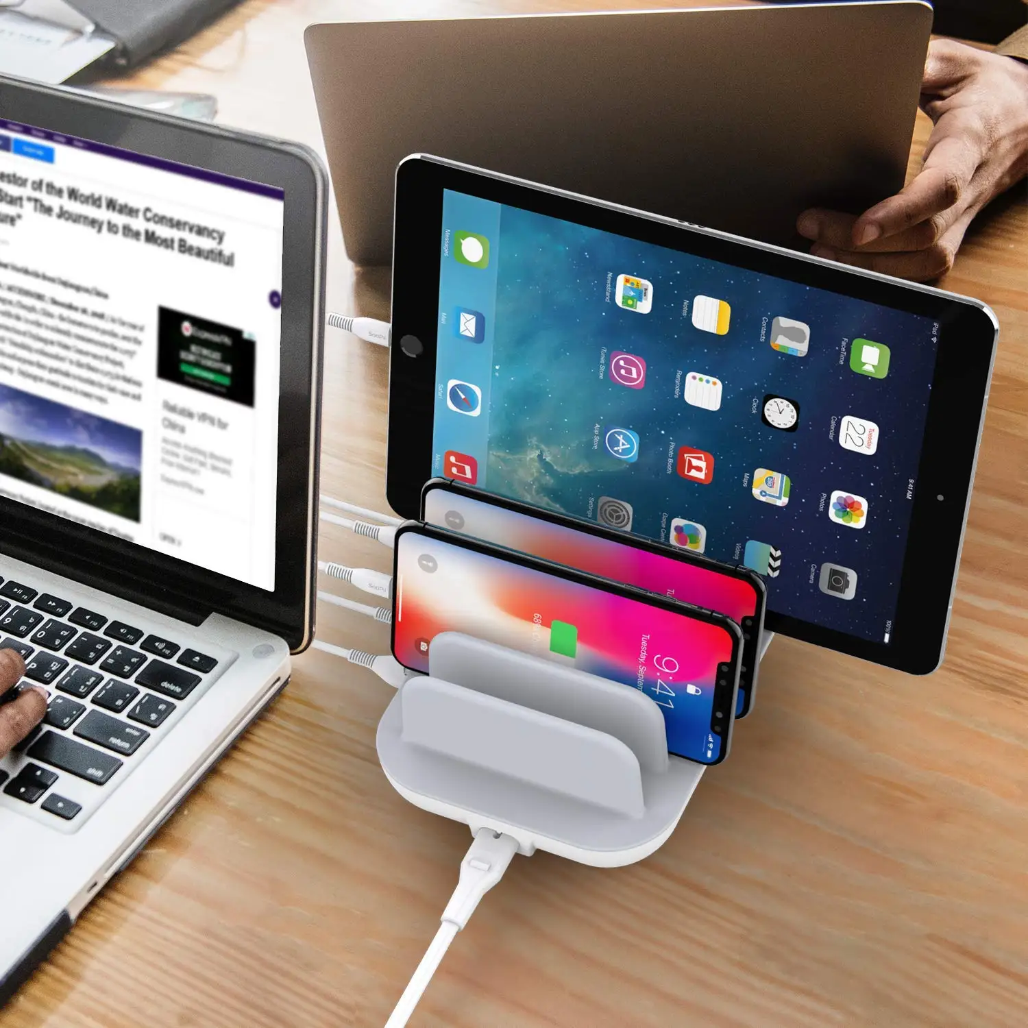 MIQ quick charging usb ports 60W micro usb charger customized multi ports charge dock