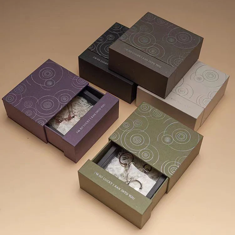 Custom Sliding Drawer Transparent Window Jewelry Box Cardboard Logo Packaging Necklace Crystal Treatment False Eyelash Box