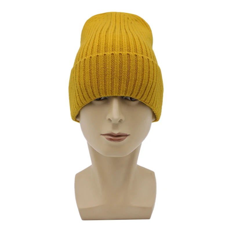 Bulk wholesale high quality plain winter knitted hats acrylic custom logo beanies for women men