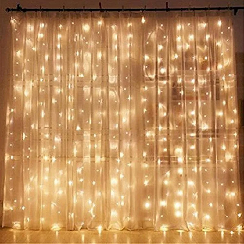3*3M 300 Led Wedding Party Decoration Safety Window Curtain Christmas String Light With Male and female Plug