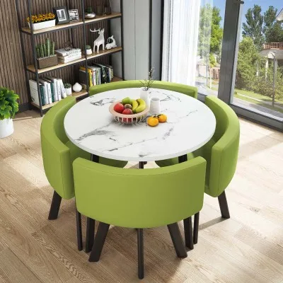
Modern new multi-color family dining table simple wrought iron table and chair combination 