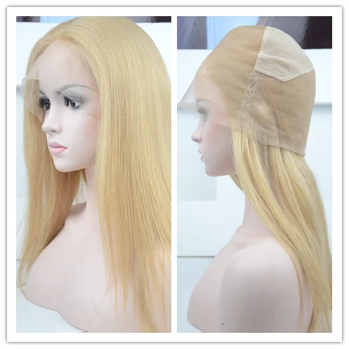 Full lace wig virgin cuticle human blonde color hair replacement form hair factory