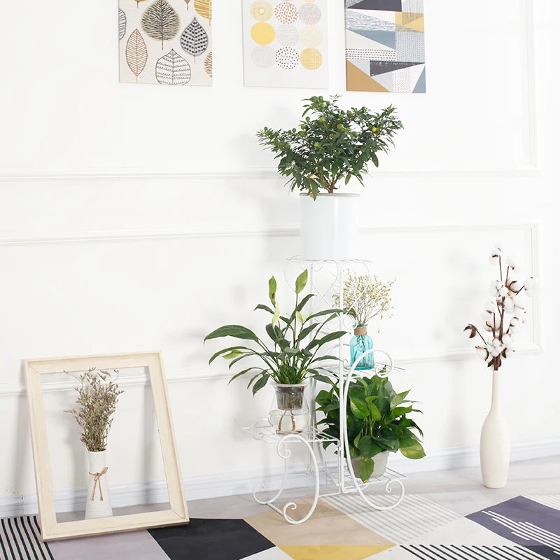 White fashion wedding flower metal plant shelf indoor succulent pot stand