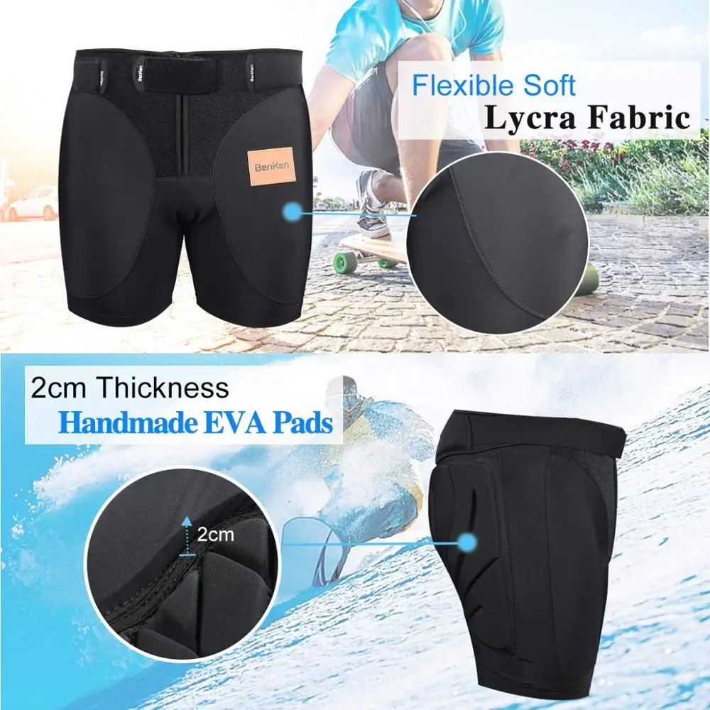 
BenKen Soared 3D Protection Hip Butt EVA Pad Short Pants Protective Gear Guard Impact Pad Ski Ice Skating Snowboard 