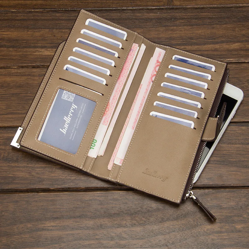 Лидер продаж, длинный винтажный вместительный кошелек Baellerry на молнии для мужчин, мужской кошелек для мелочи, Чехол для карт, оптовая продажа