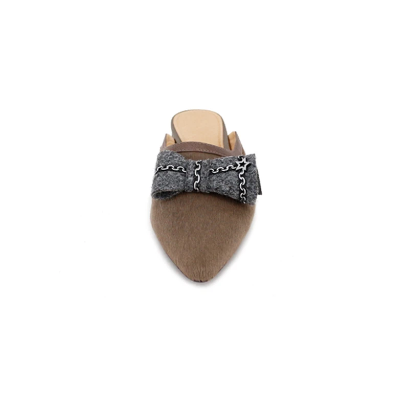 Guangzhou Custom Slides Slipper New Models Genuine Leather Ladies Flat Casual Slip On Women Shoes