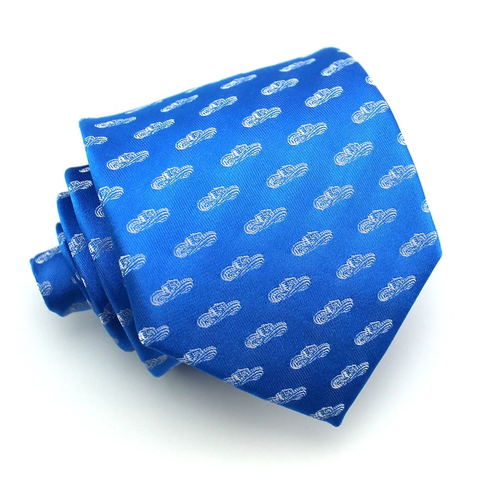 Create Your Own Motorbike Design Handmade 100% Silk Custom Woven Blue White Motorcycle Elegant Ties Two Tone Mens Neckties
