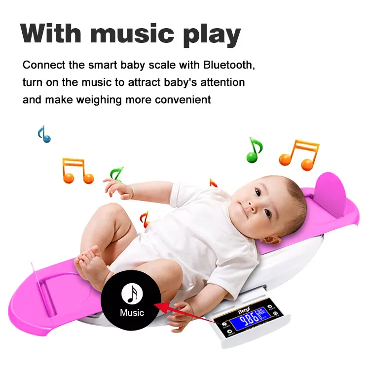 Safety Design Hospital Newborn Digital Bt Baby Weighing Scale 30kg With Height Ruler