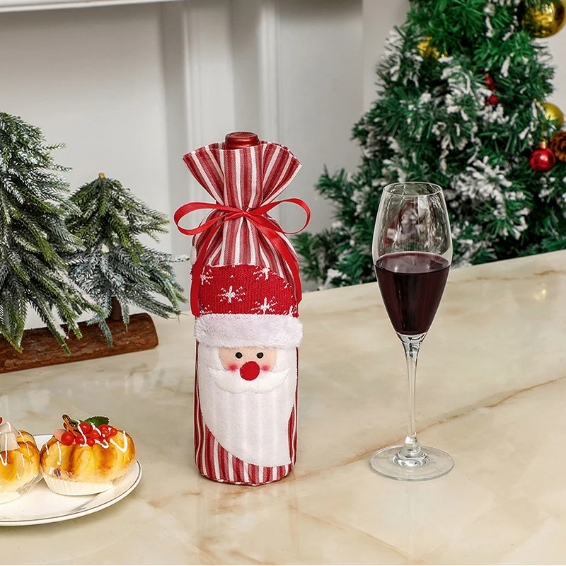 Christmas wine bottle set Christmas creative knitted snowman wine set Holiday restaurant decoration Christmas decoration