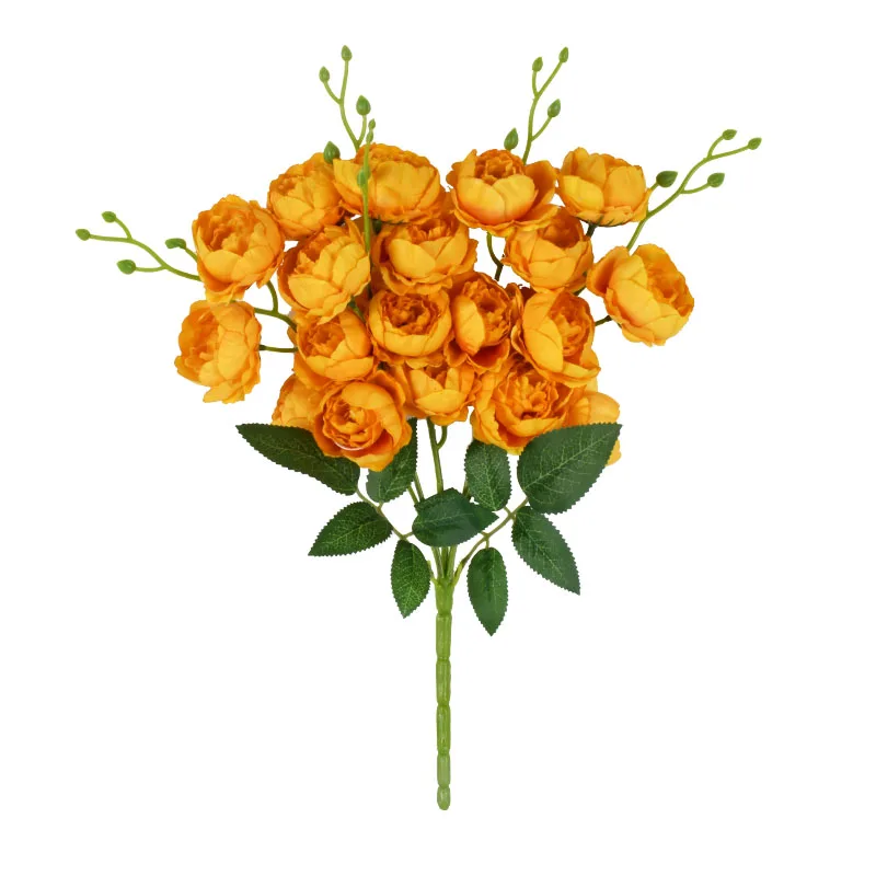 Artificial Silk Flower Bouquet White Bouquets Bunch for Home Wedding Decor 20 Headed Peonies