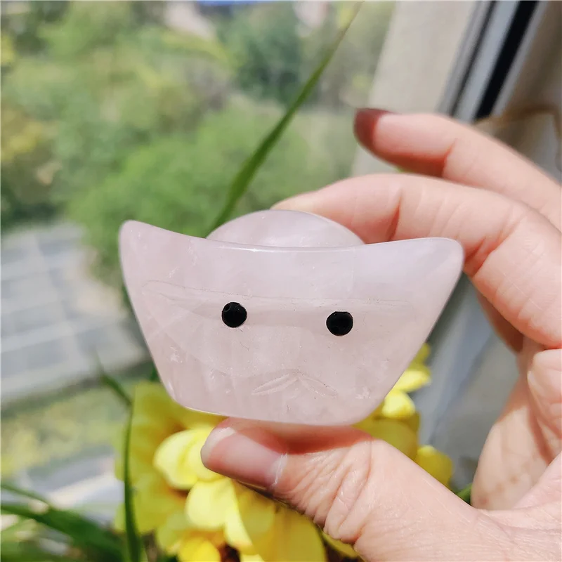 Wholesale Natural rose quartz clear crystal gold ingots ancient Chinese coins for souvenirs