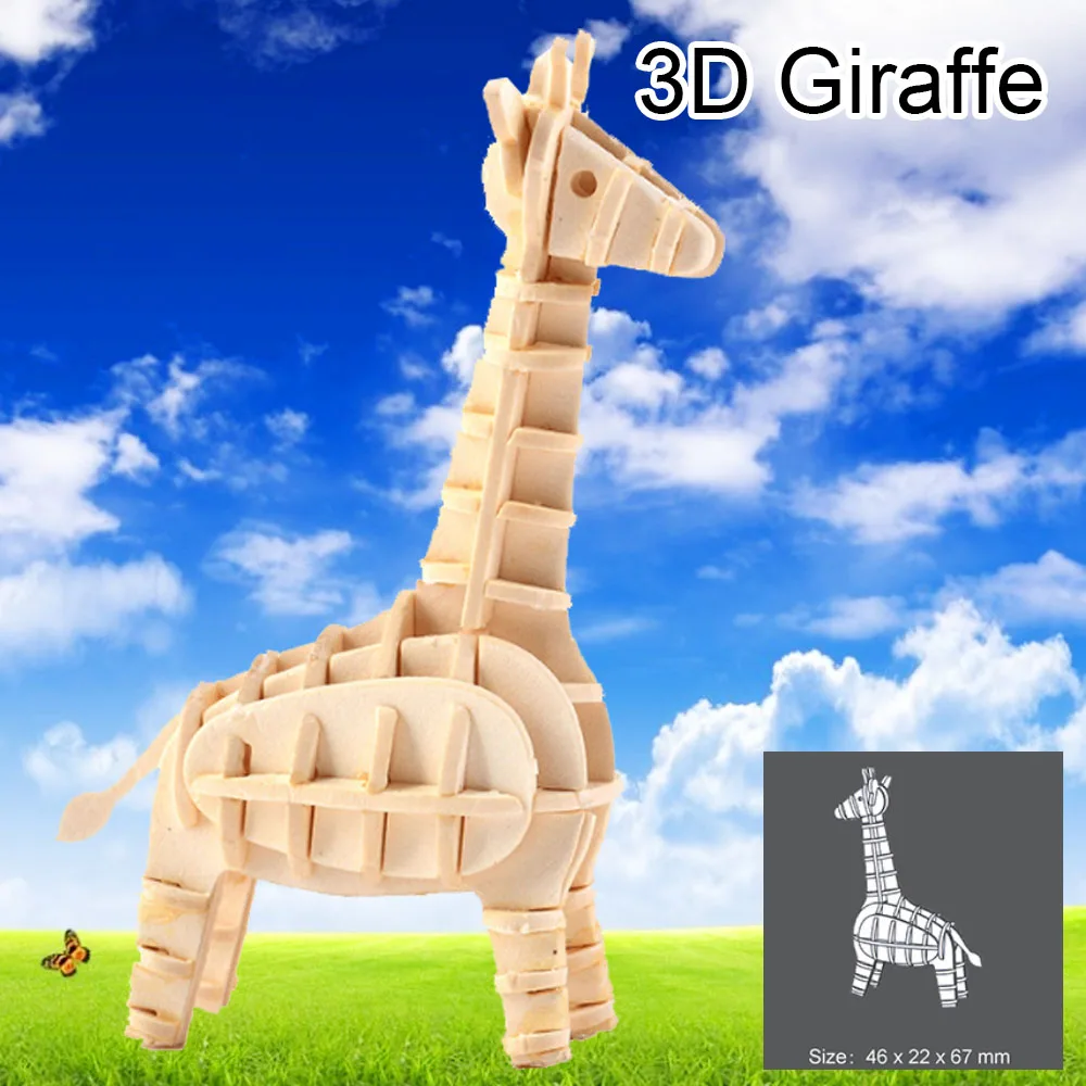 Best Popular Giraffe 3D Puzzle Wooden Educational Craft Kits For Baby Wooden Toy