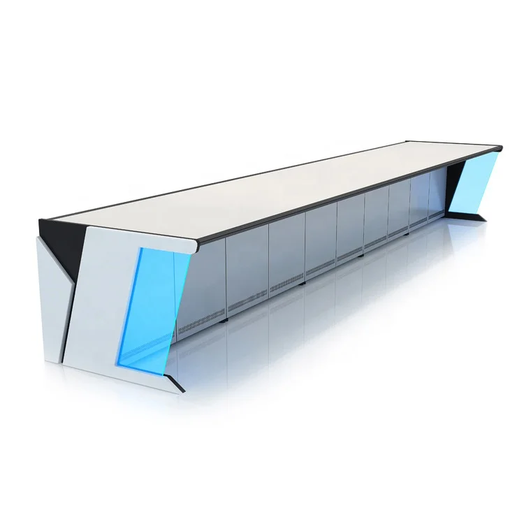 LED Light Acrylic Office Computer Console Display Desk Security Command Operating Workstation Office Table Furniture Staff Desk