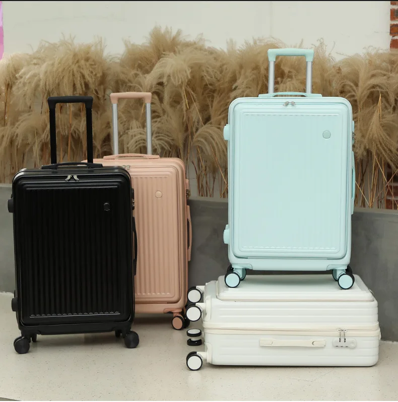 YX16723 Hot Sale Luggage Sets 2 Piece Multi-functional ABS Maletas New Front Opening Trolley Case PC Hard Case Suitcases