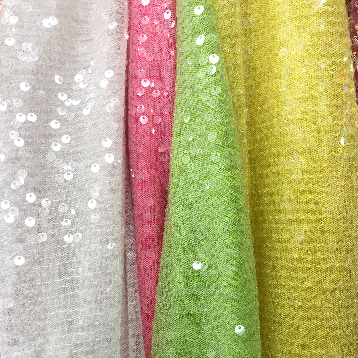 Latest Nude 5cm Sequins Haute Couture Sheer Sequin Dress Fabric