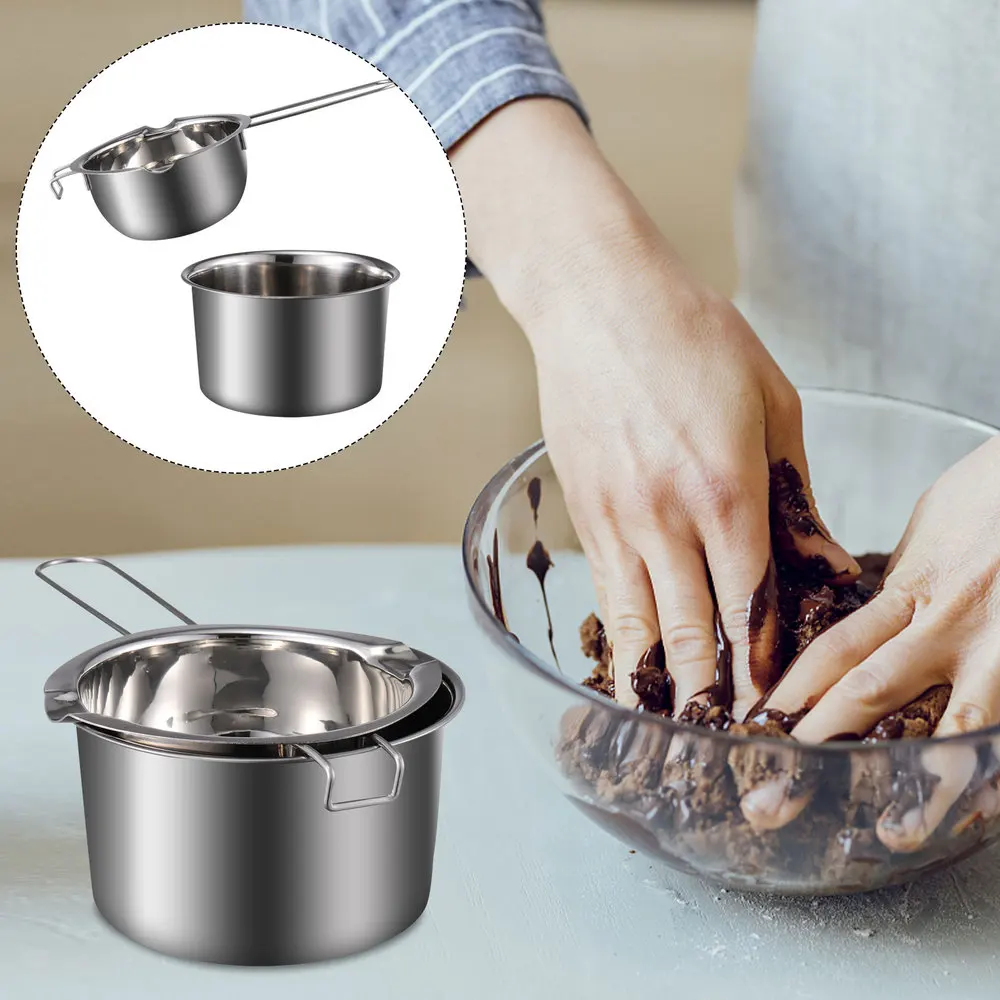 Best Sellers Stainless Steel Double Boiler Pot Long Handle Wax Melting Pot Set For Chocolate Butter