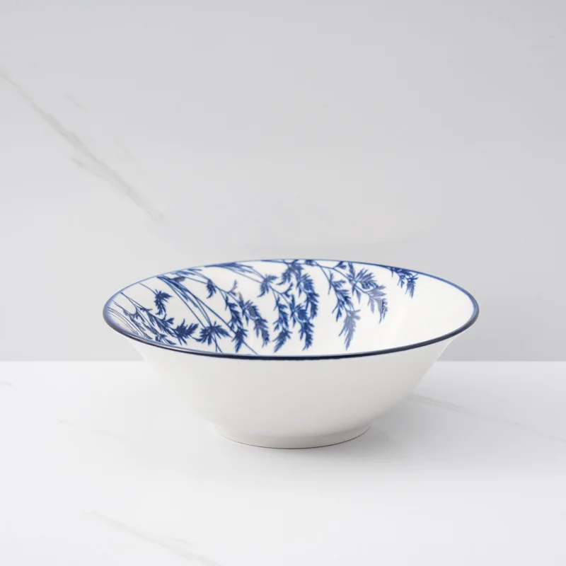 Hot porcelain bowl and dish household bowls and plates Chinese rice bowls and plates underglaze color tableware and soup bowls