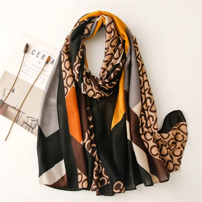Wholesale Lightweight Scarves With Nice Letter Patterns Long Shawl Thick Warm Scarves Women Winter Scarf