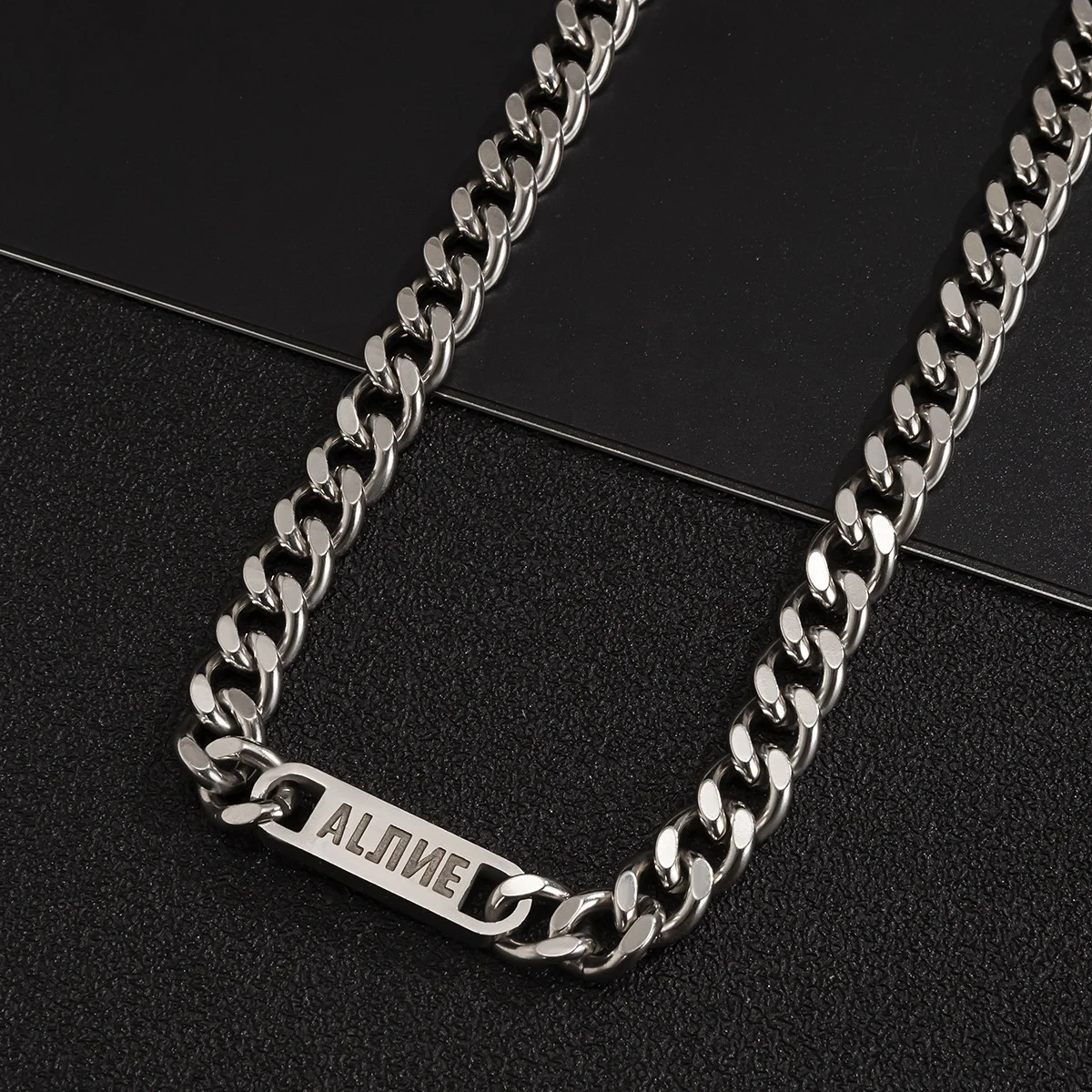 Personalized Men Chunky Miami Cuban Chain Necklace Custom Name Engraved Logo Hip Pop Stainless Steel Jewelry Chain Necklace