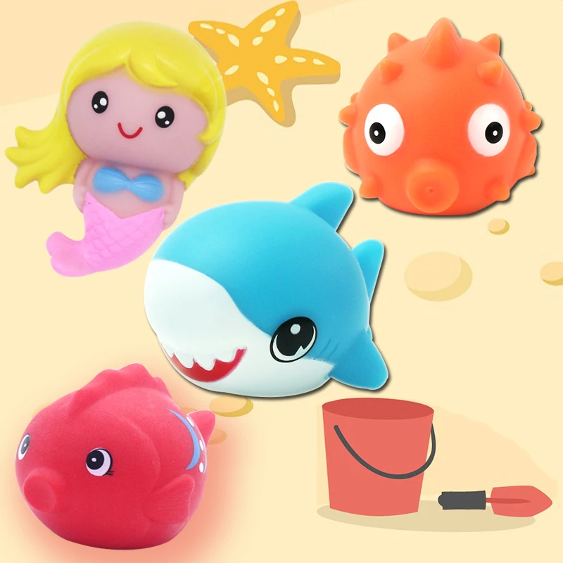 Plastic sea animals fish bath toy light up water floating baby bath time toys