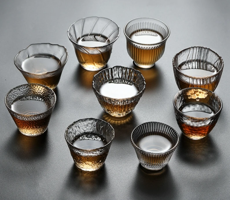 Japanese style glass tea cups lovely small hammered glass water cup 2oz 3oz 4oz drink coffee can cup wholesale