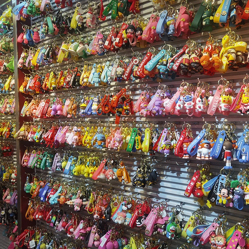 Creative Cartoon PVC Keychain Pendants Charms Keyring Chain Color Bear Dinosaur Duck Rabbit Frog Keychains