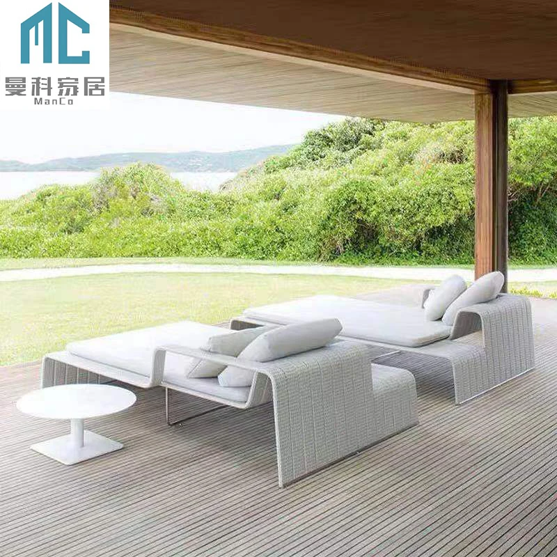 Hot Sale outdoor sun lounger furniture garden lounge chair Outdoor rattan sofa hotel club balcony lazy lounge chair