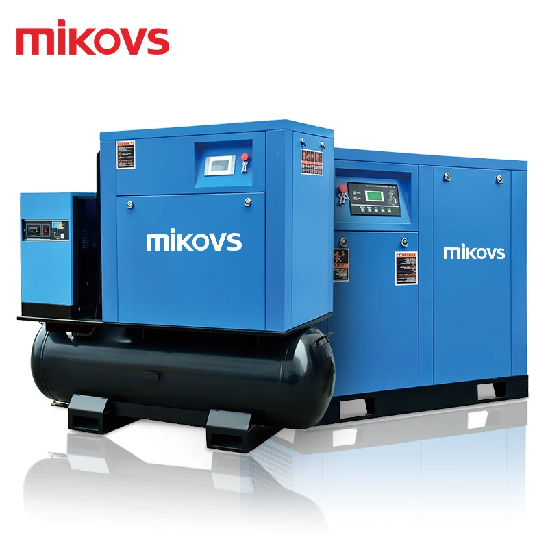 Промышленный винтовой воздушный компрессор Mikovs 15 кВт 16 бар PM VSD с баком и сушилкой для волоконно-лазерной резки