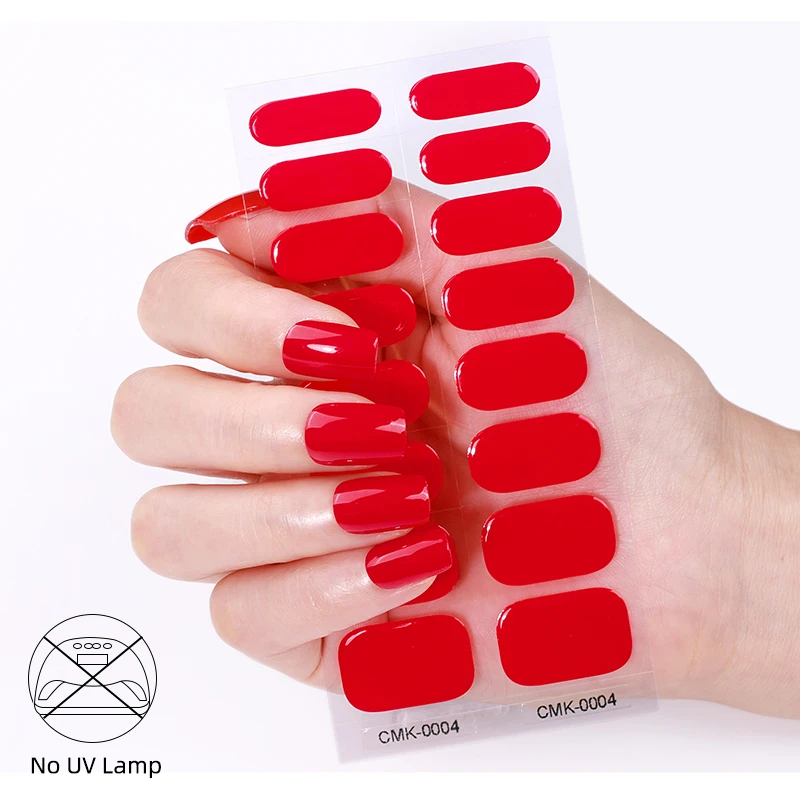 new 16 strips pure color UV lamp free real polish gel nail sticker High quality super strong gel texture