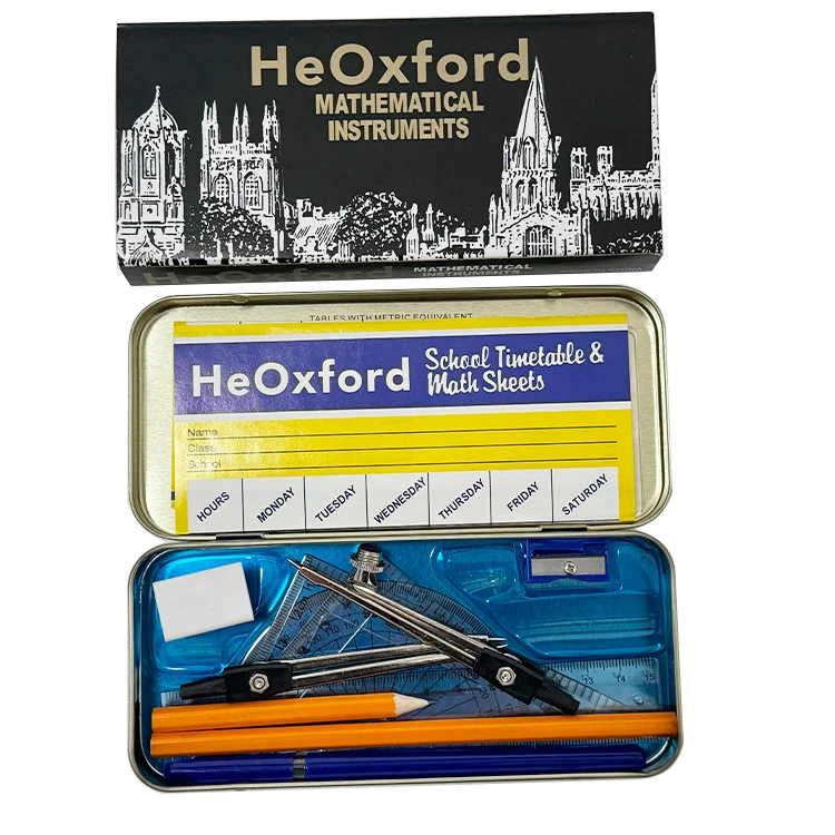 Factory wholesale Iron box 13pcs geometry set oxford mathematical