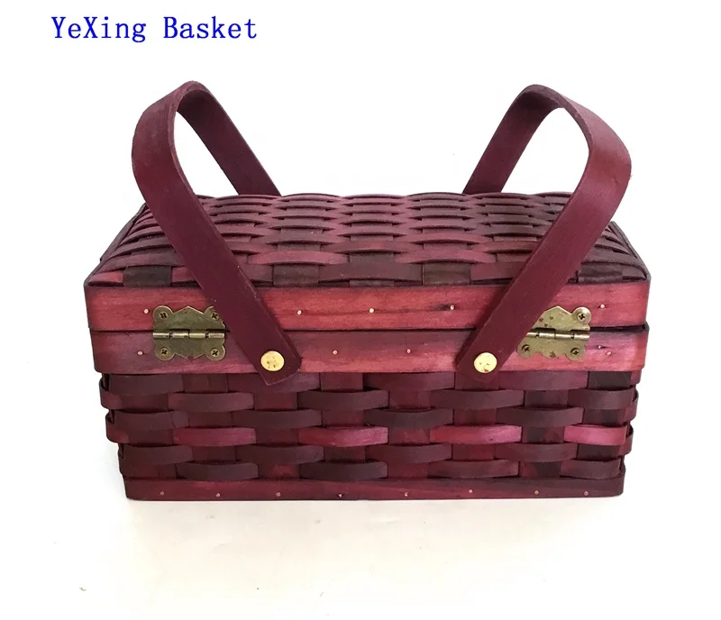 Professional factory woven gift storage gift basket with double collapsible handles