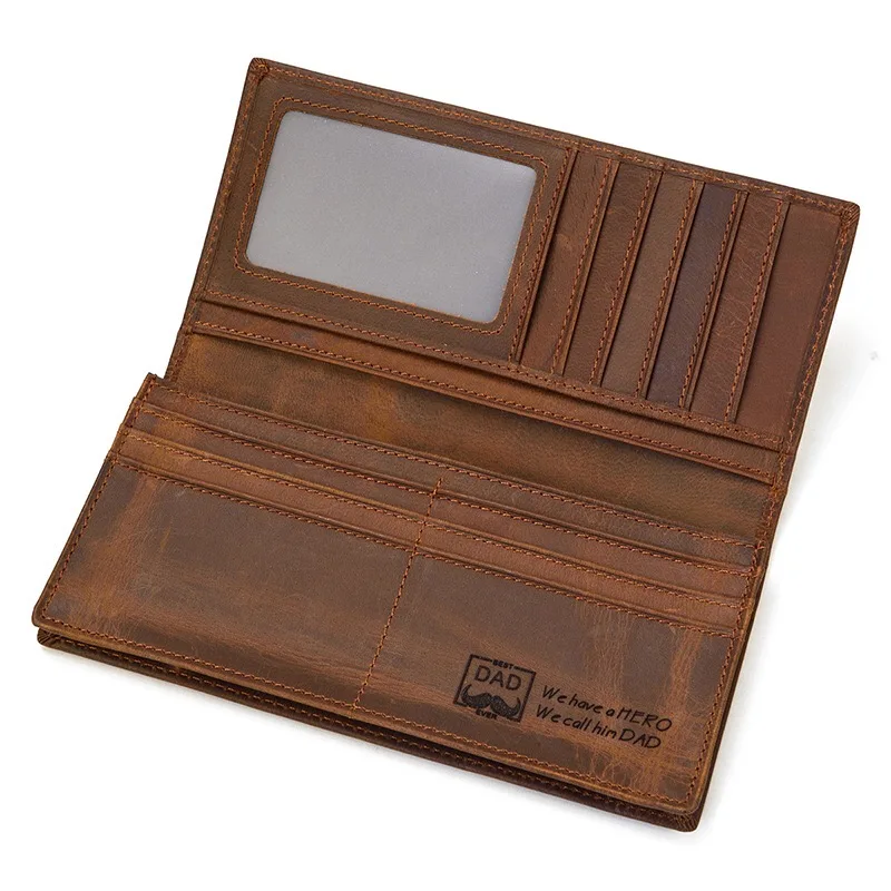 Мужской кожаный клатч crazy horse на заказ, кошелек из коровьей кожи, длинный мужской кошелек