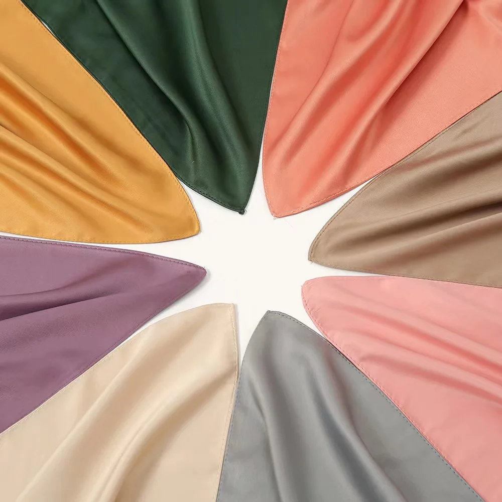 Custom Wholesale premium satin hijab custom brand heavy satin solid color high quality matte satin hijab scarf