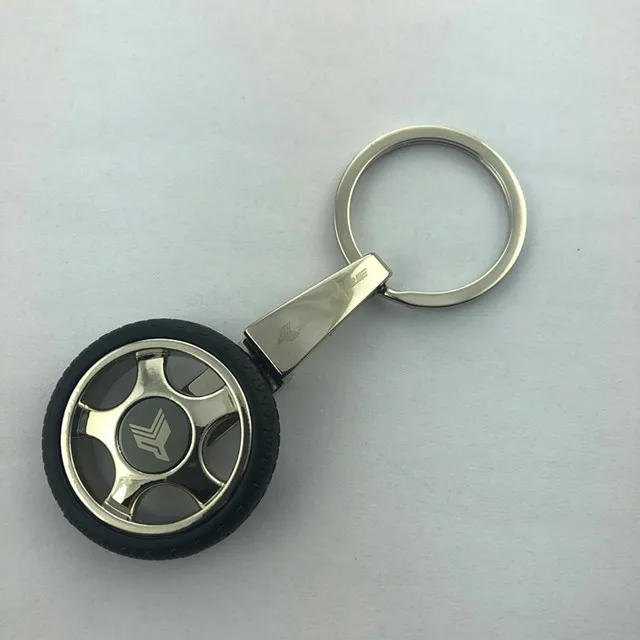 Cool Rotatable Designer Car Parts Tire Vehicle Tyre Keyring Metal Keychain Fashion Key Chain