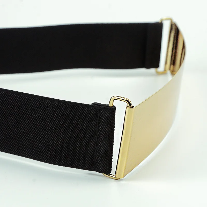 Glossy Style 4cm Width Women Gold Rectangle Sheet Corset Chain Belts For Dress