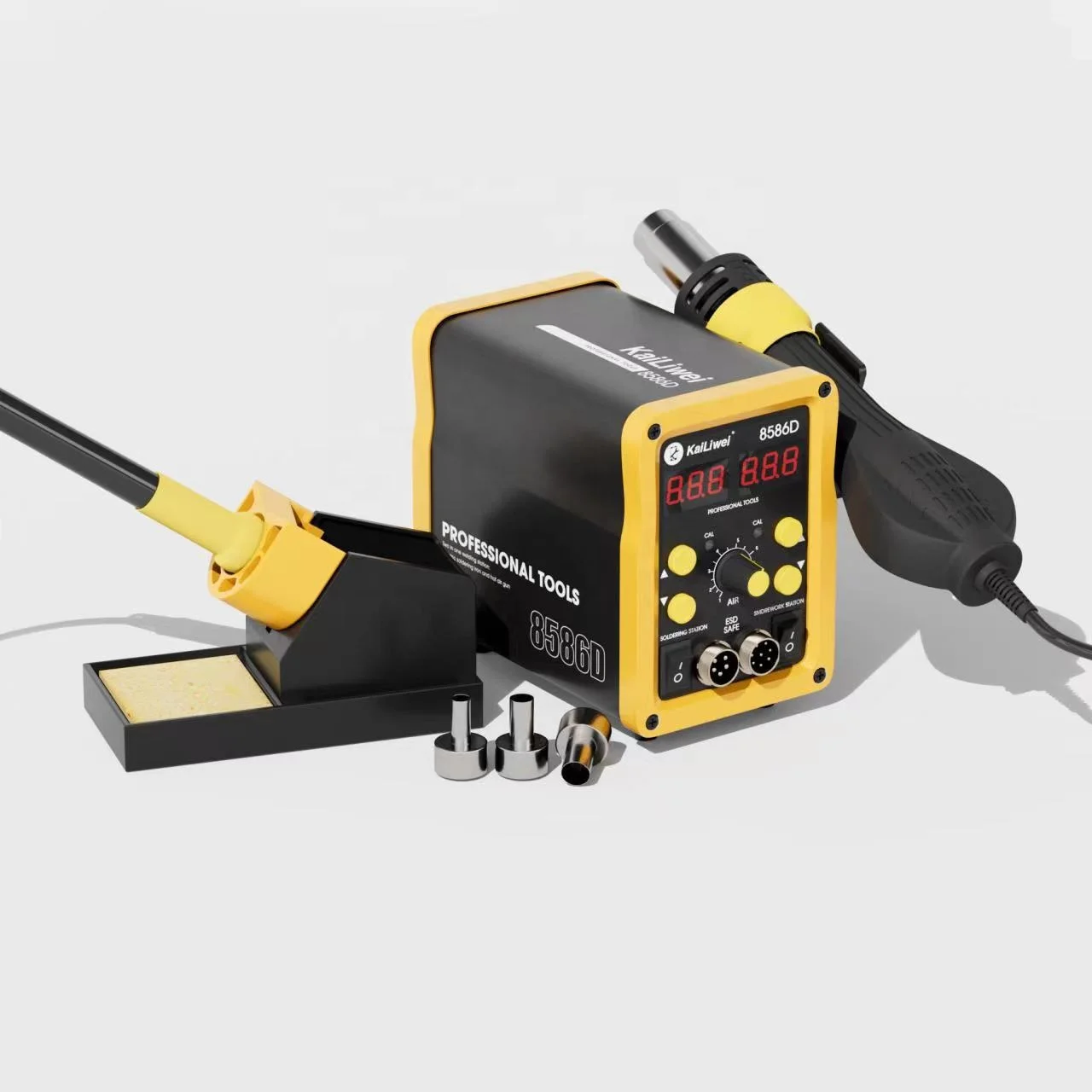 Kailiwei 2 In 1 Hot Air Gun Station 8586D BGA Rework Solder Station Desoldering station Solder iron Remove Electron Component