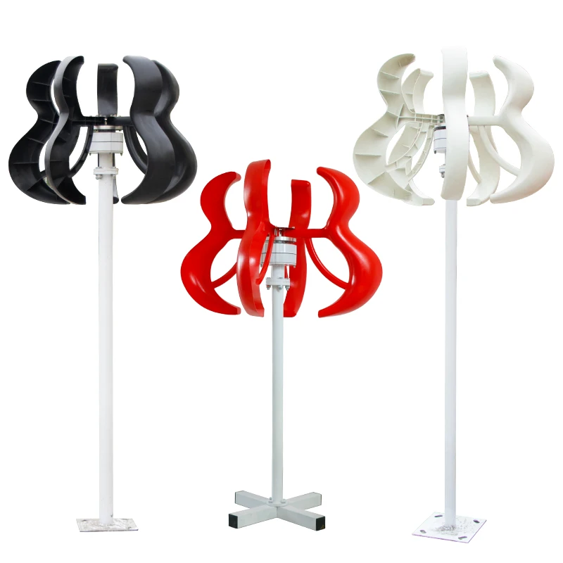 Vertical axis permanent magnet aluminum alloy generator with red gourd nylon fiber blades 100W-500W, low speed and low power