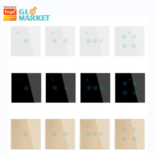 Умный выключатель Glomarket Tuya ZigBee, беспроводной переключатель с голосовым управлением, сенсорное стекло, 1/2/3/4 клавиши, с поддержкой Alexa и Google