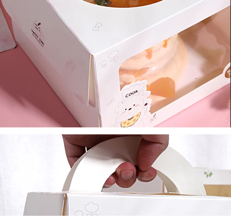China factory cheap  customized printed birthday big  folding cake box with handle cake pop box with window