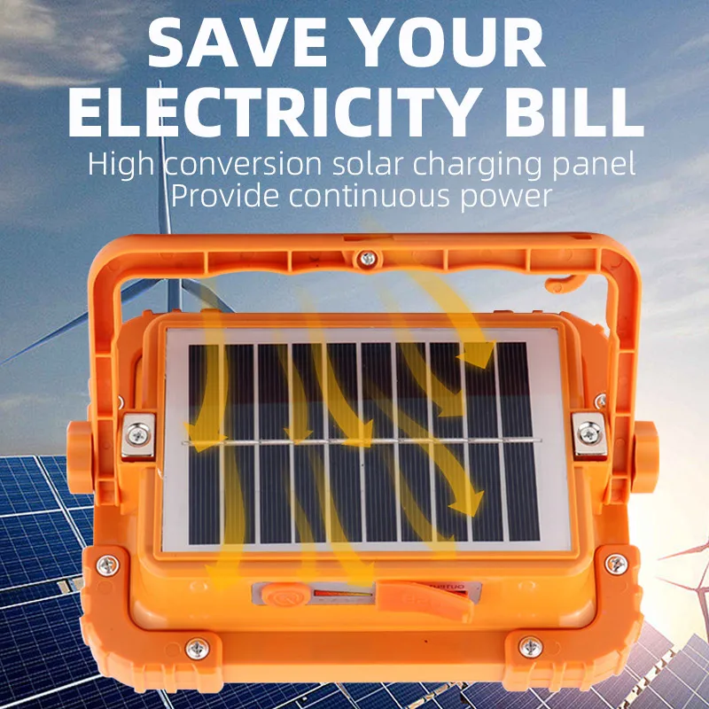 Multifunctional Working Light 4 Modes Handheld Solar USB C Charging Strong Magnet COB Foldable Work Lamp Emergency Car Repairing