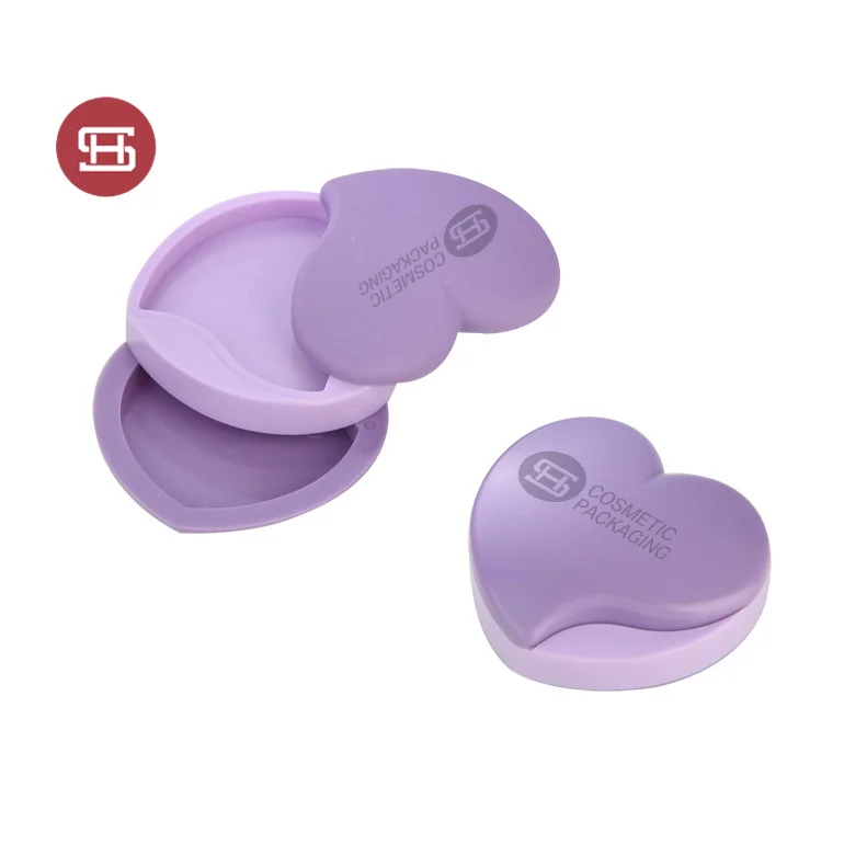High Quality Custom Compact Powder Container Heart Design Mini Refillable Make Up Plastic Compact Powder Case With Logo
