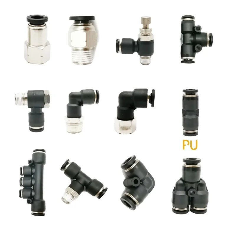 BSP BSPT NPT Types of Pneumatic Fittings Plastic Connector One Touch Air Hose Fittings M4 M6 M8 M10 M12