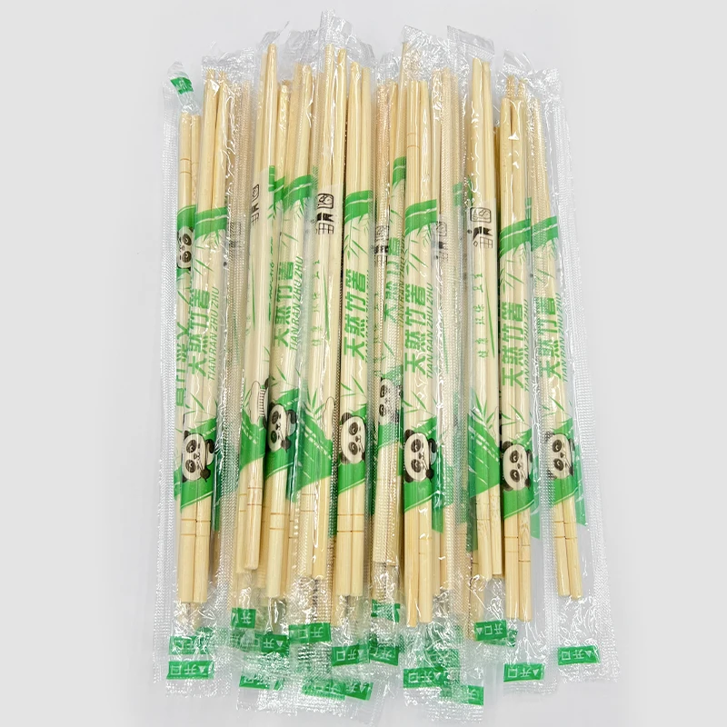 Custom disposable chopsticks round bamboo chop sticks with paper bag or plastic package