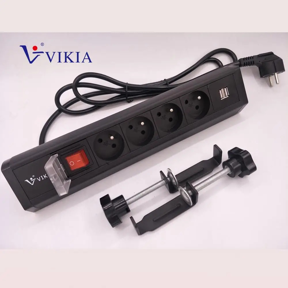 4ways French type with 2 USB ports desktop socket